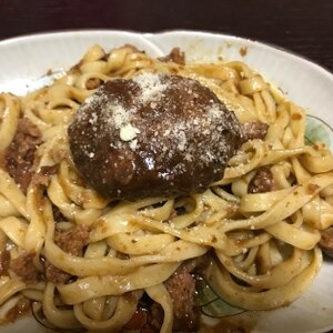 時間がない朝に！デミグラスハンバーグdeスパゲティ